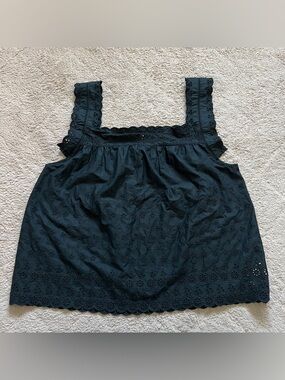 NWT GAP x DOEN Black Boho Eyelet Cottage Embroidered Cotton Top Women's Size L